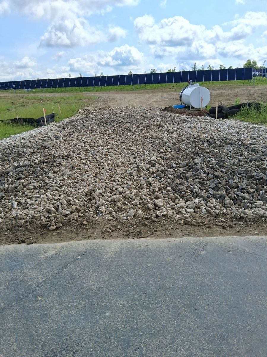 Stabilized stone construction entrance at a solar site